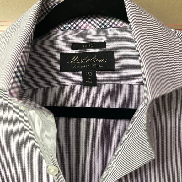 Michaelson's London Filled L/S Button Down Collar Pinstripe Shirt - Picture 2 of 4